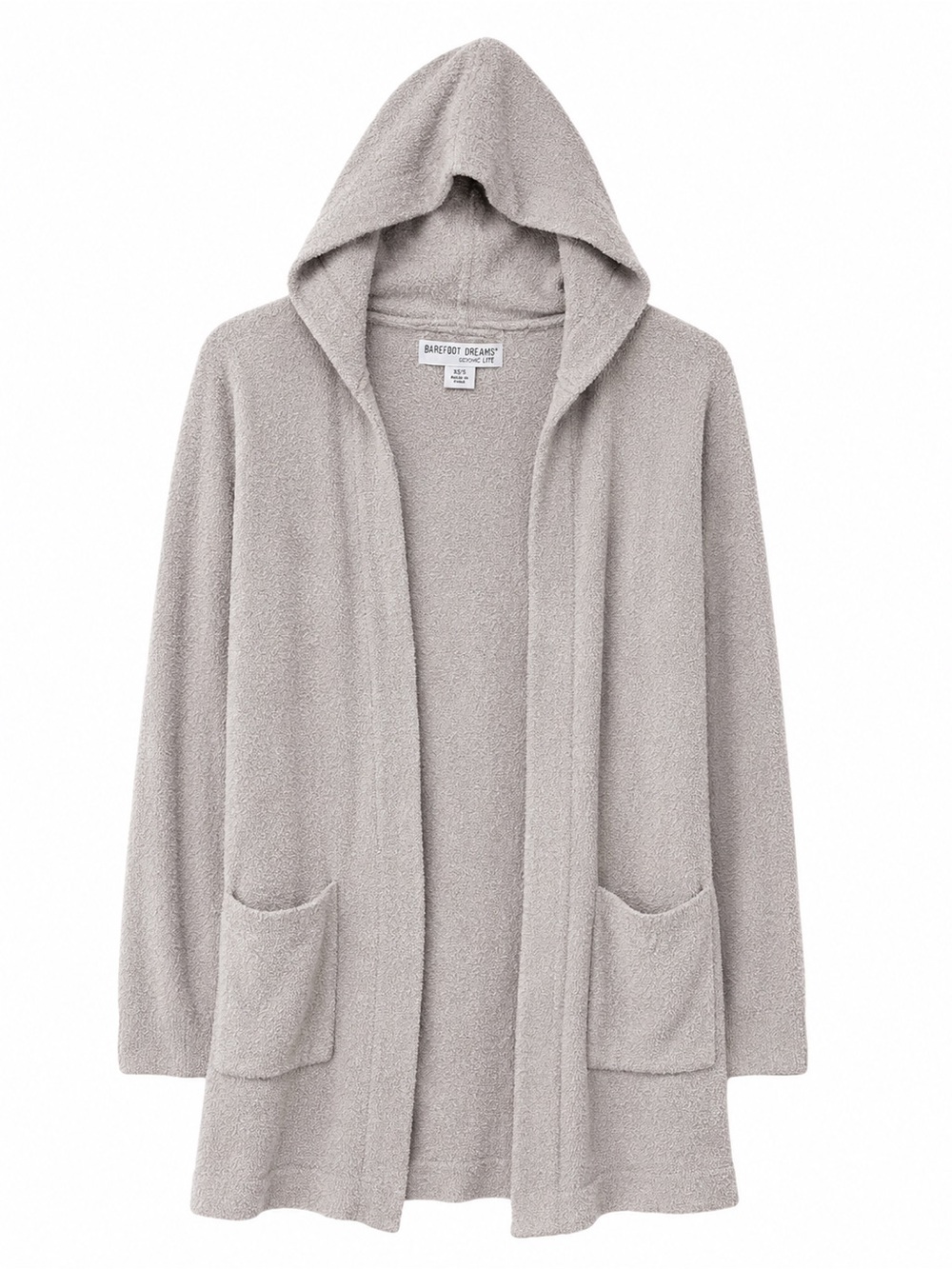 Barefoot Dreams CozyChic Lite Hooded Open Front Cardigan Taupe XS/S